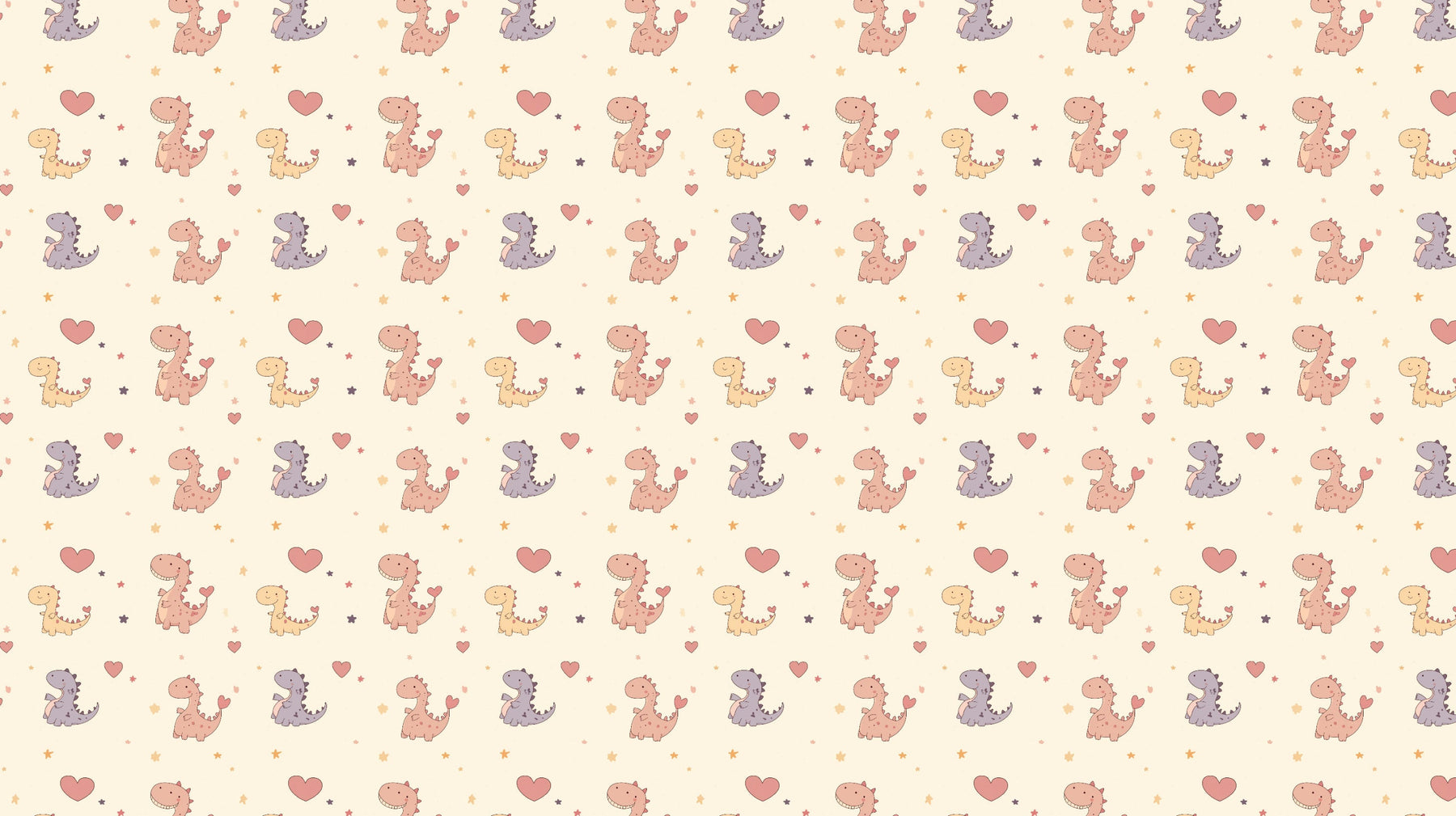 Detailed sweet dinosaur hearts mural wallpaper design pattern by Kids-Mundo