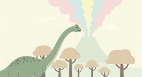 Detailed dinosaur and volcanic landscape mural wallpaper design pattern by Kids-Mundo