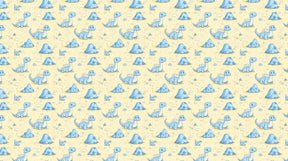 Detailed blue pastel dinosaur mural wallpaper design pattern with hills and clouds by Kids-Mundo