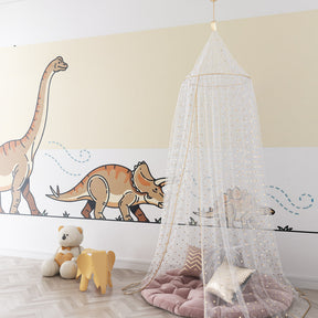 Educational dinosaur wall mural creating engaging learning environment in kids playroom