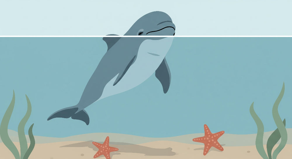 Detailed dolphin and marine life mural wallpaper design pattern by Kids-Mundo