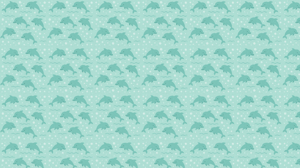 Detailed dolphin ocean mural wallpaper design pattern with bubbles and waves by Kids-Mundo