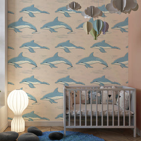 Ocean adventure dolphin wallpaper creating peaceful children's bedroom atmosphere