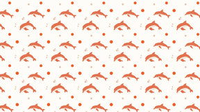 Detailed dolphins mural wallpaper design pattern with pink dolphins and colorful bubbles by Kids-Mundo