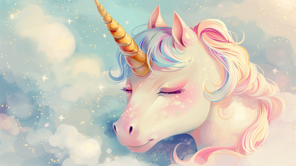 Dreamy Pastel Unicorn Portrait Wall Mural