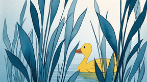 Detailed duck and aquatic plants mural wallpaper design pattern by Kids-Mundo