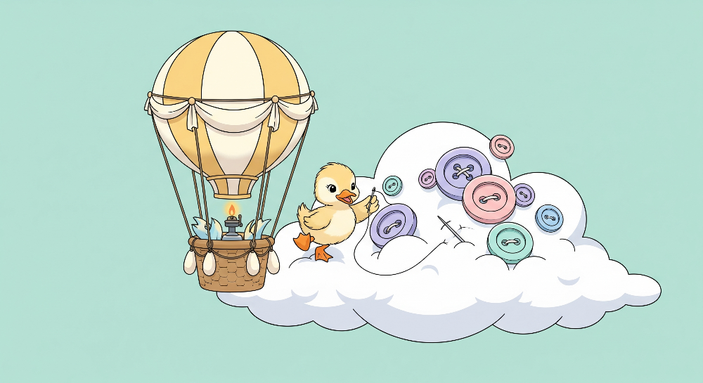 Duckling, Balloon and Button Cloud Wall Mural
