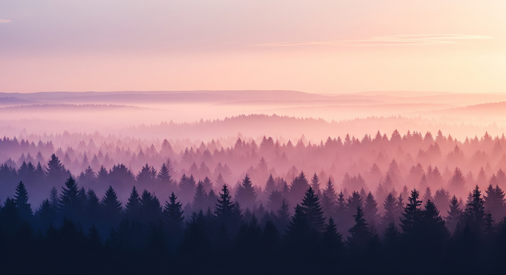 Dusky Pink Misty Forest Wall Mural