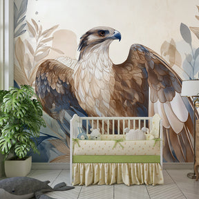 Wildlife eagle mural wallpaper transforming children's playroom with natural beauty
