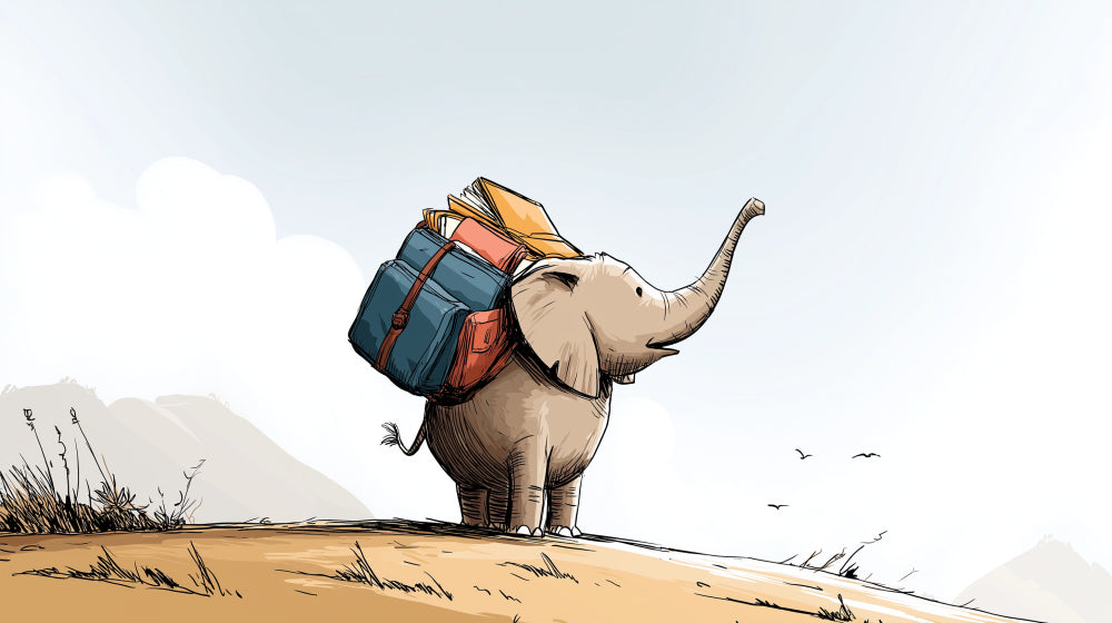 Detailed elephant explorer with backpack mural wallpaper design pattern by Kids-Mundo