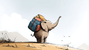 Detailed elephant explorer with backpack mural wallpaper design pattern by Kids-Mundo