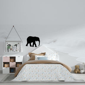 Beach themed elephant mural wallpaper for children's room with coastal decor elements