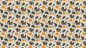 Detailed elephant jungle mural wallpaper design pattern with colorful foliage by Kids-Mundo