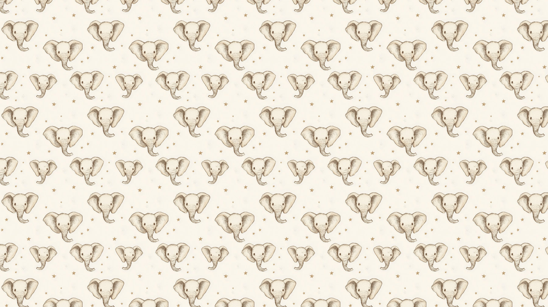 Detailed elephant mural wallpaper design pattern with golden stars by Kids-Mundo
