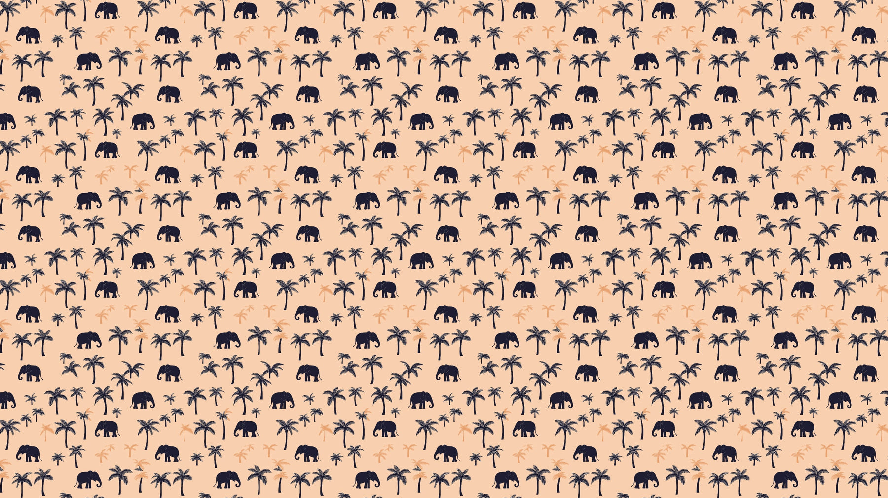 Detailed elephant and palm tree mural wallpaper design pattern on pastel background by Kids-Mundo