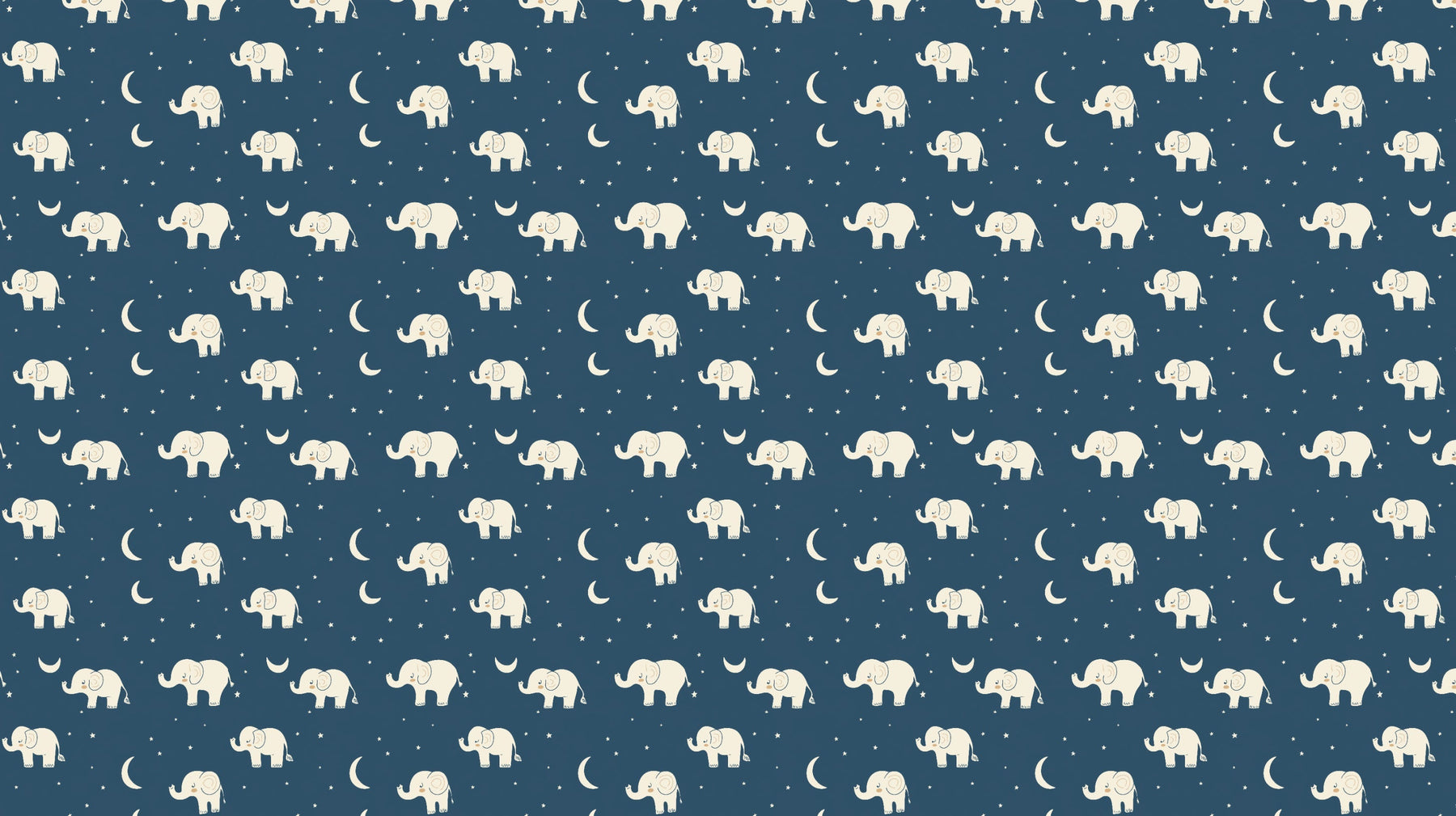 Detailed elephant night sky mural wallpaper design pattern with moons and stars by Kids-Mundo