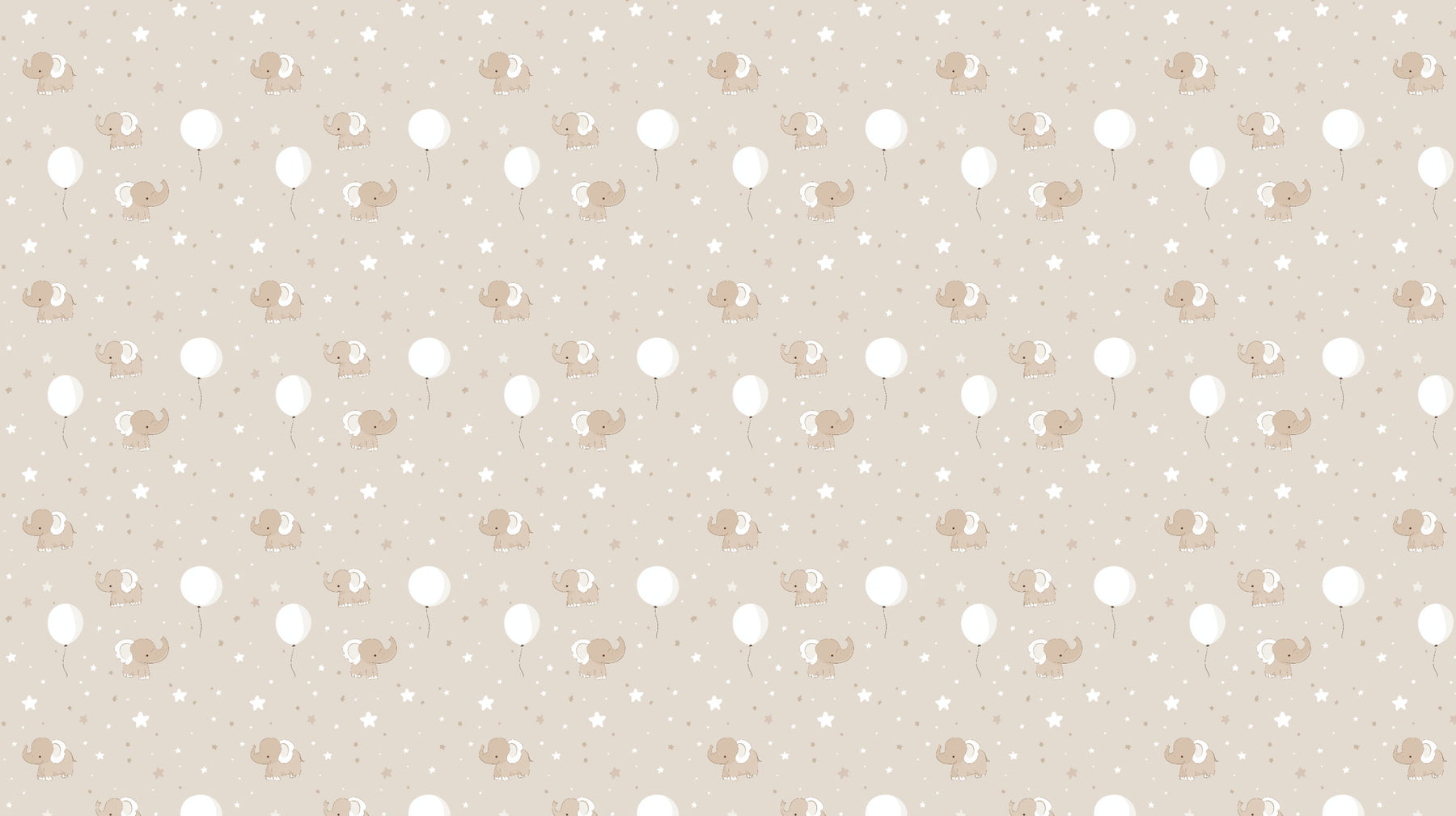 Detailed elephant mural wallpaper design pattern with white balloons by Kids-Mundo