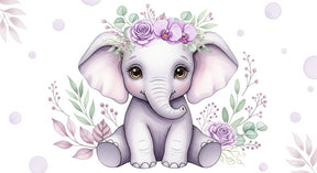 Detailed elephant with flower crown mural wallpaper design pattern by Kids-Mundo