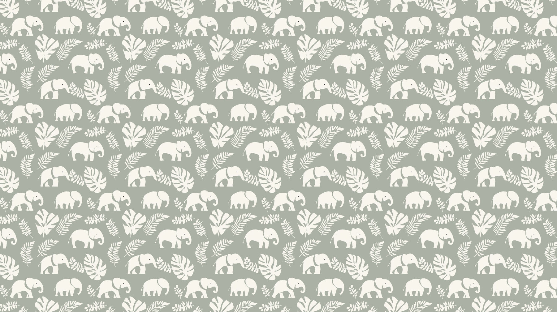 Detailed elephant safari mural wallpaper design pattern with botanical foliage by Kids-Mundo