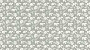 Detailed elephant safari mural wallpaper design pattern with botanical foliage by Kids-Mundo