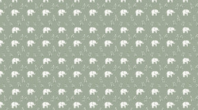 Detailed white elephant mural wallpaper design pattern with botanical elements on green background by Kids-Mundo