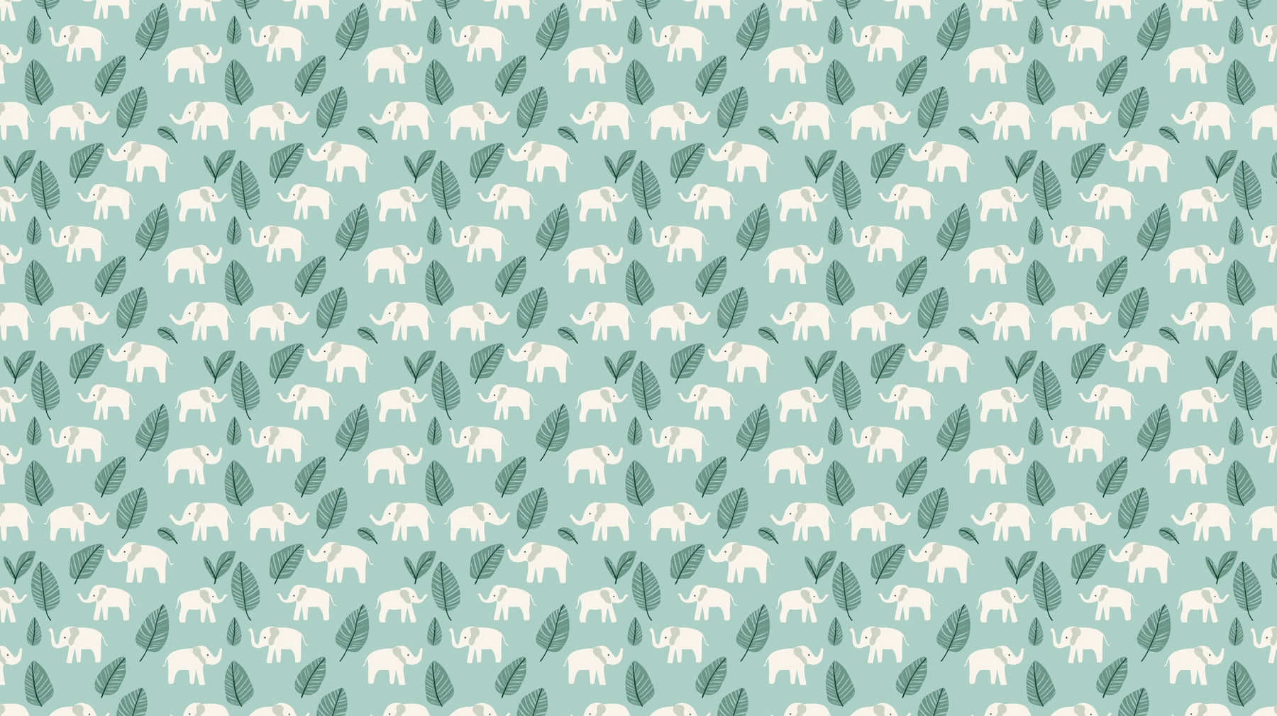 Detailed elephant safari mural wallpaper design pattern with soft pastels by Kids-Mundo