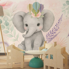 Animal-themed elephant wallpaper transforming toddler room into gentle sanctuary by Kids-Mundo