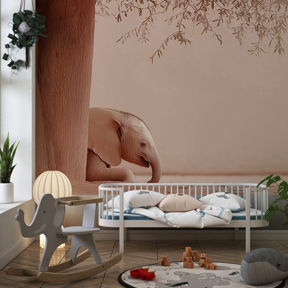 Serene elephant wall decor transforming baby room into peaceful sanctuary