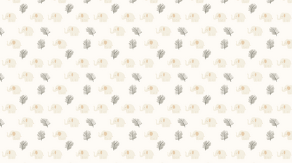 Kids-Mundo flat artwork preview of the elephant and palm leaf mural pattern design