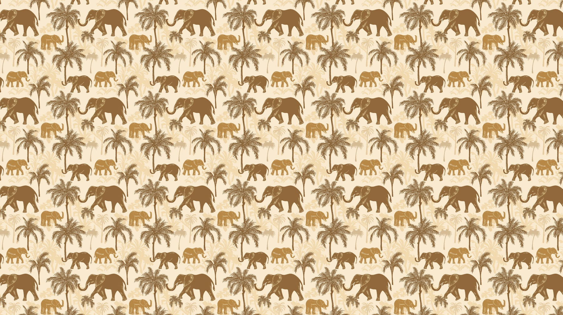 Detailed elephant and palm tree safari mural wallpaper design pattern by Kids-Mundo