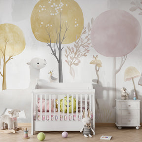 Magical woodland forest wallpaper creating dreamy atmosphere in kids bedroom decor