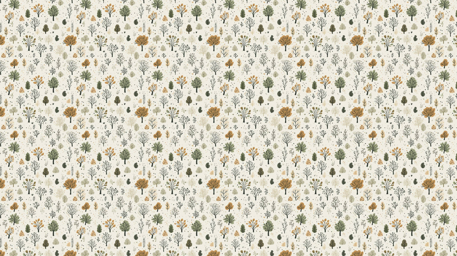 Detailed enchanted forest mural wallpaper design pattern with magical trees by Kids-Mundo