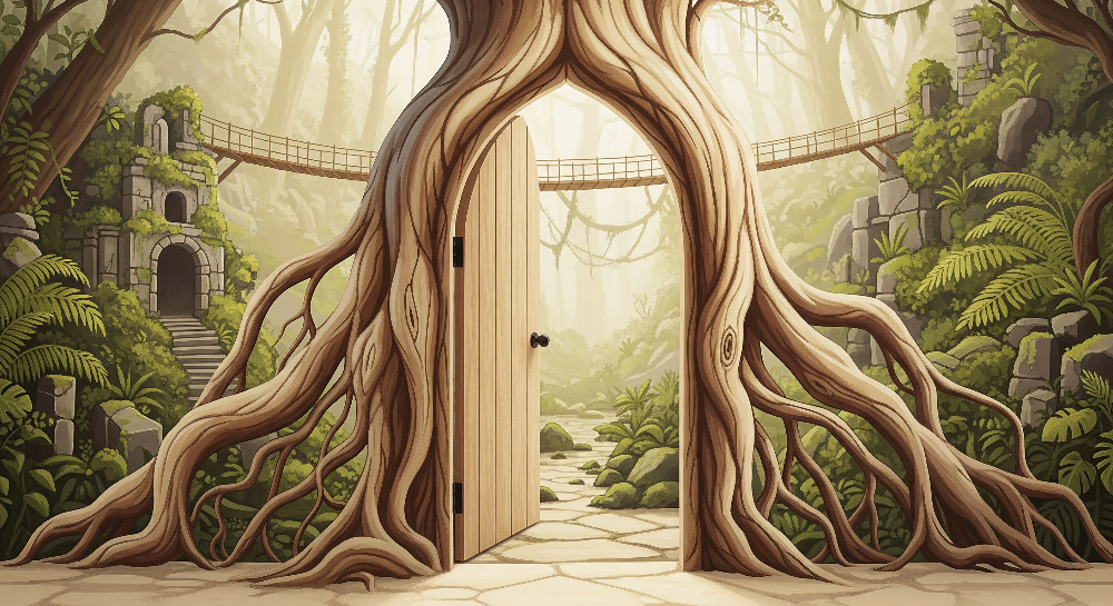 Enchanted Tree Door Jungle Wall Mural