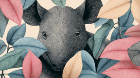 Detailed exotic animals and colorful foliage mural wallpaper design pattern by Kids-Mundo