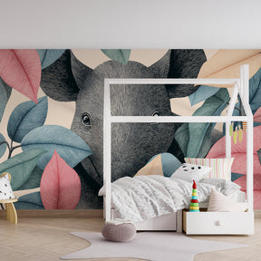 Jungle animals wallpaper creating adventurous kids bedroom decor with vibrant leaves