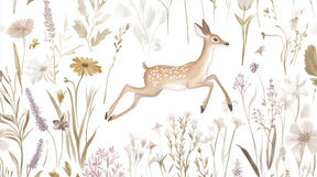 Detailed fawn and pastel flowers mural wallpaper design pattern by Kids-Mundo