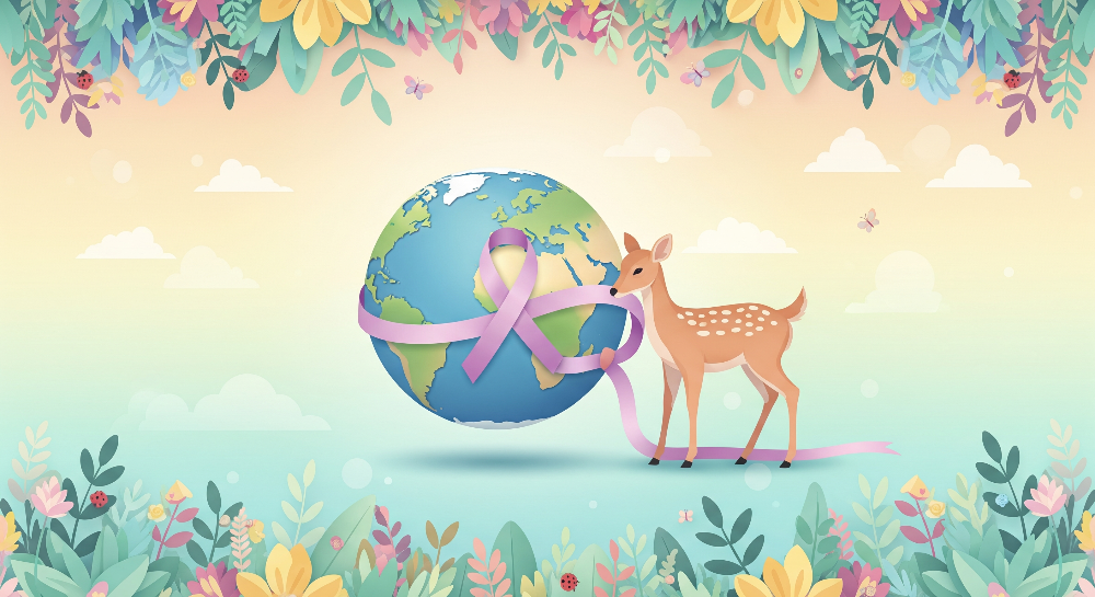 Sweet Fawn with Globe Floral World Map Wall Mural