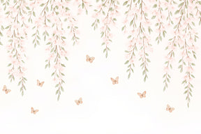 Detailed pink floral butterfly mural wallpaper design pattern by Kids-Mundo
