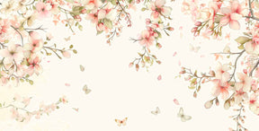 Detailed watercolor floral butterfly mural wallpaper design pattern by Kids-Mundo