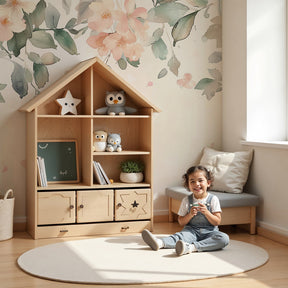 Floral butterfly mural wallpaper in pastel nursery with white crib by Kids-Mundo