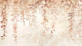 Detailed floral cascade mural wallpaper design pattern in soft beige and pink tones by Kids-Mundo