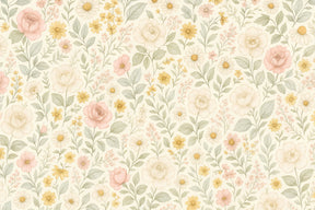 Detailed floral garden mural wallpaper design pattern with delicate blooms by Kids-Mundo