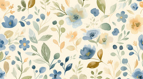 Detailed floral garden mural wallpaper design pattern with pastel blue blooms by Kids-Mundo