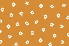 Detailed white flowers on orange background mural wallpaper design pattern by Kids-Mundo