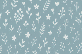 Detailed floral mural wallpaper design pattern showing delicate flowers and branches on blue background by Kids-Mundo