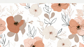 Detailed modern floral mural wallpaper design pattern in terracotta cream by Kids-Mundo