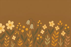 Detailed floral mural wallpaper design pattern with delicate yellow flowers by Kids-Mundo