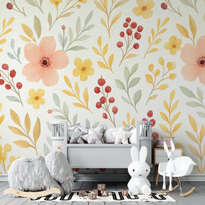 Meadow flowers wallpaper creating peaceful play space for kids by Kids-Mundo