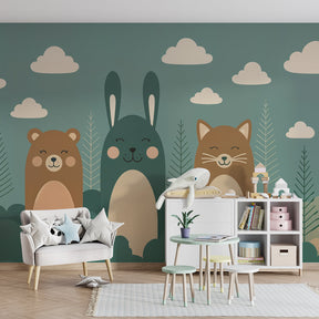 Woodland creatures wallpaper creating magical kids bedroom decor with cute forest animals