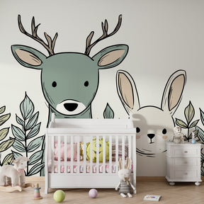 Gentle woodland creatures wallpaper creating serene atmosphere in children's bedroom